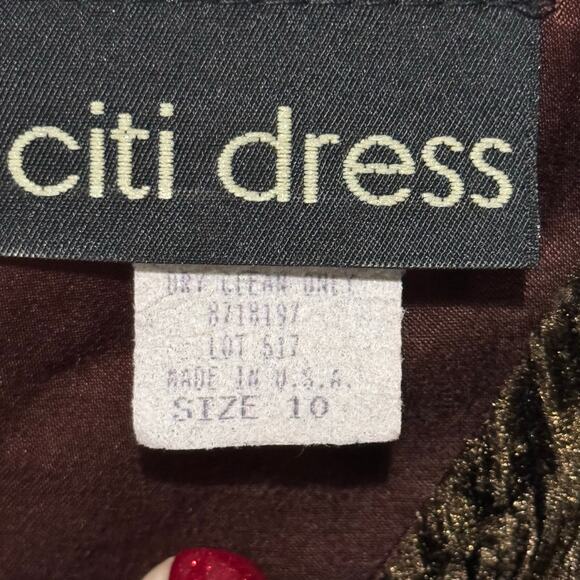CitiDress Vtg Crinkle Velvet Tunic Top Chocolate Brown Velvet Size 10 Pullover - Picture 6 of 11